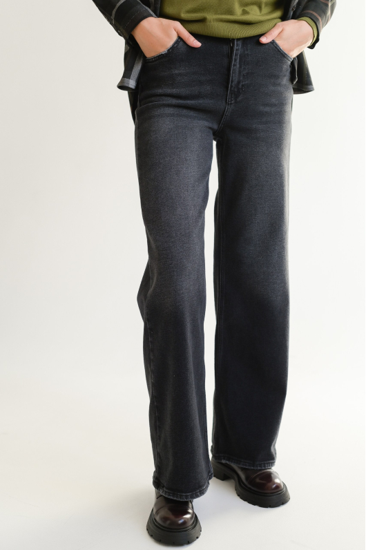 Джинсы из денима на флисе